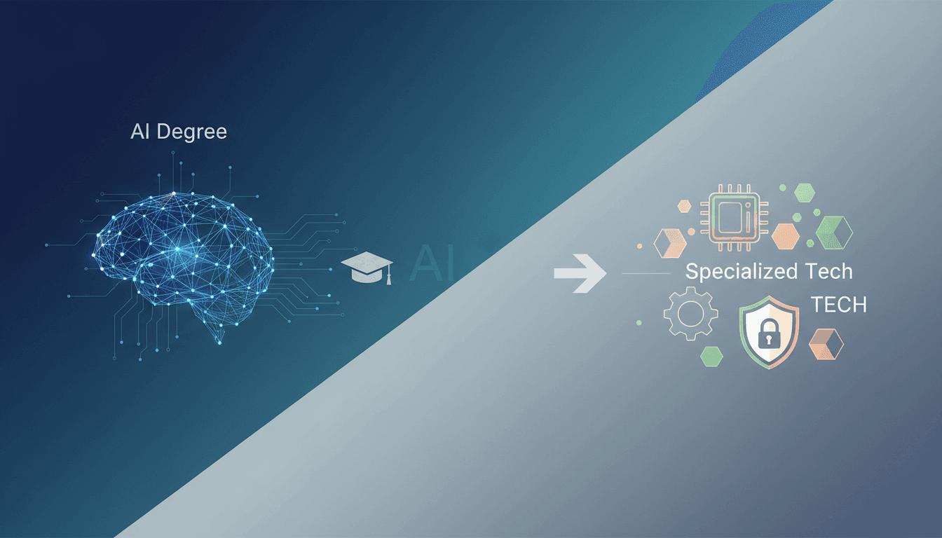 AI degree vs. specialized tech: infographic comparing career path options.
