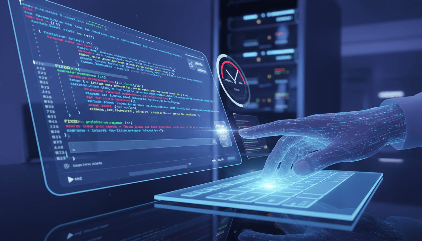 Man coding under pressure for interview, focusing on debugging.