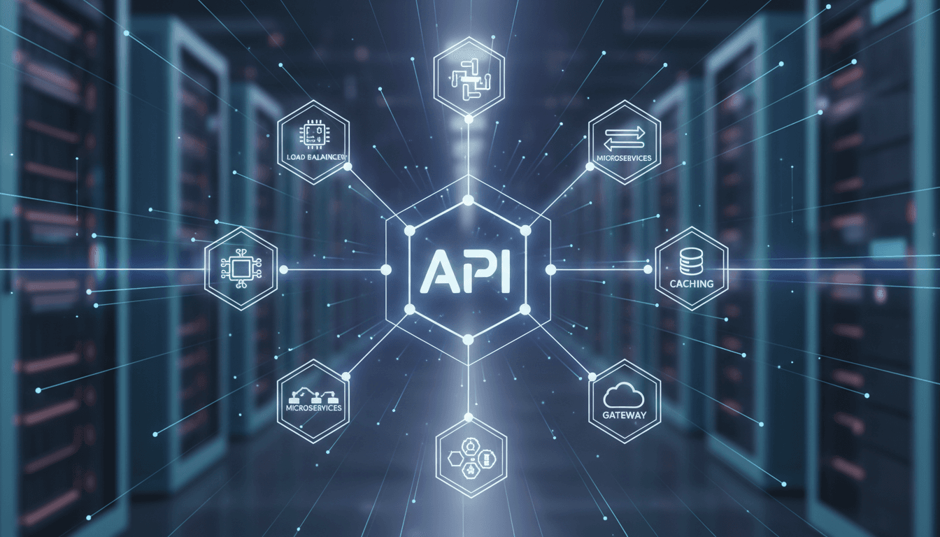 Diagram illustrating scalable API system design patterns.