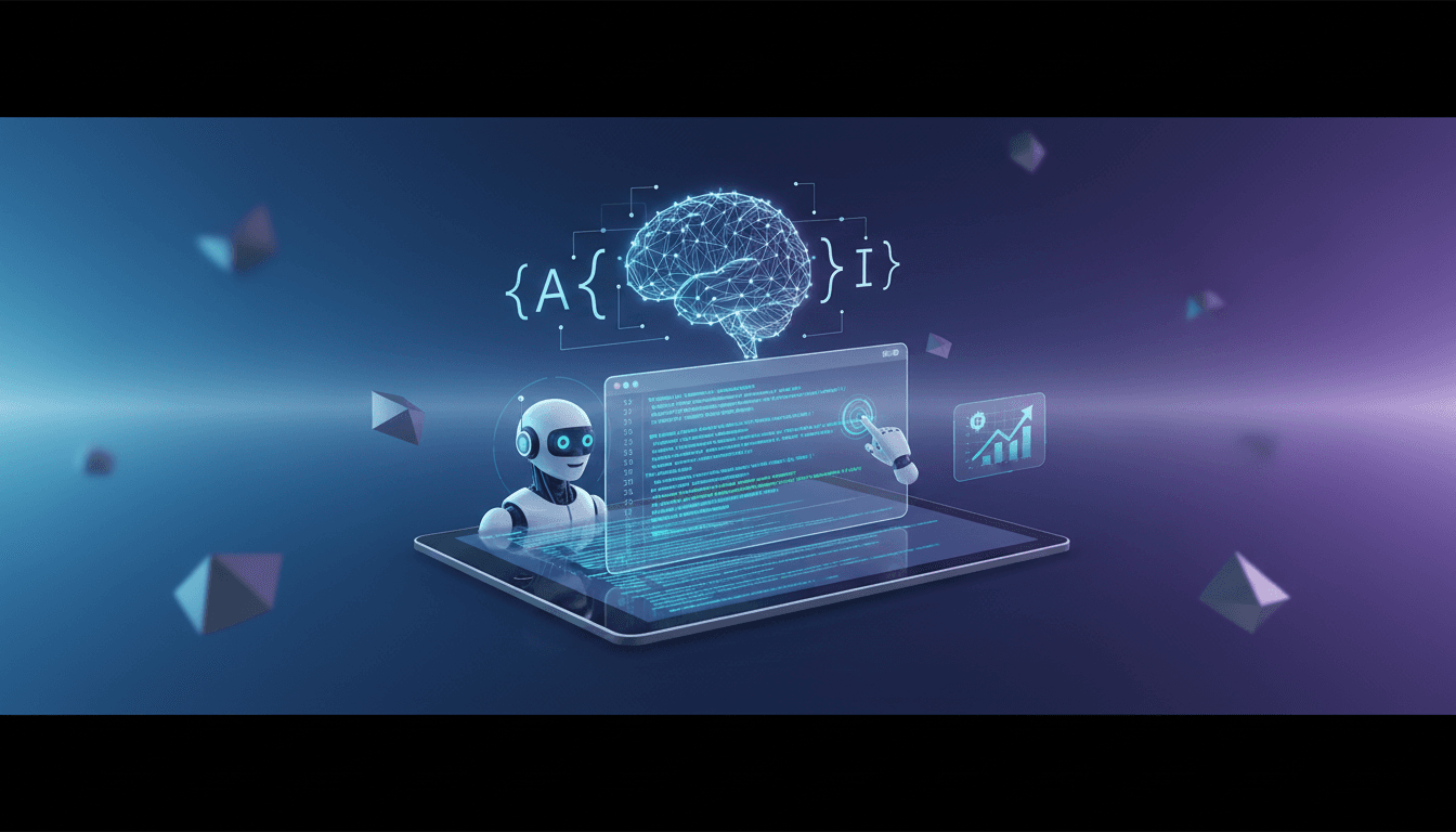 AI code reviewer illustration: preparing for tech interviews with an AI assistant.