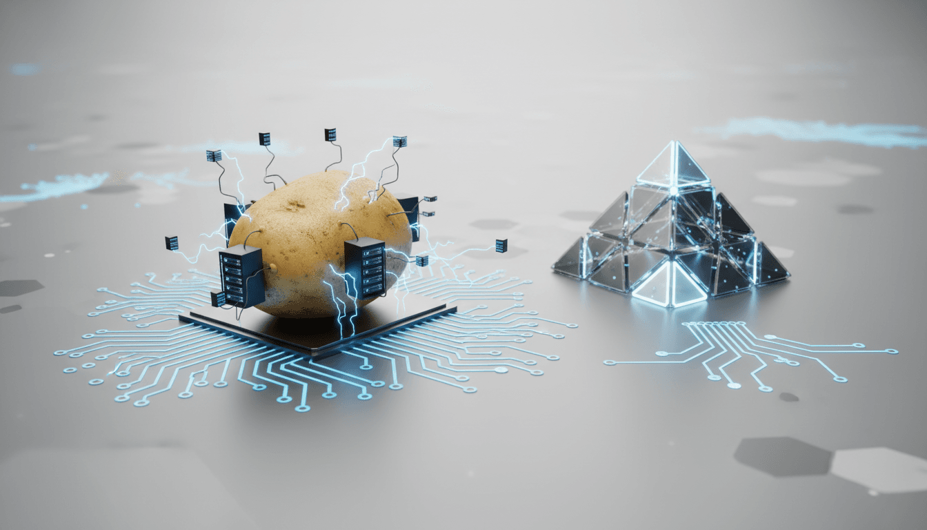 Illustration of a potato transforming into a powerful, scalable API architecture.